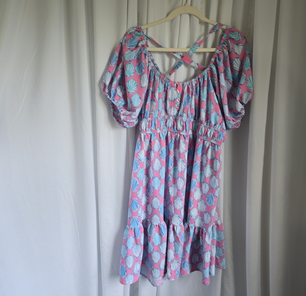 Simply Southern Pink and Light Blue Patterned Mini Dress